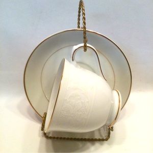 Vintage Nikko White Lace Teacup Tea Coffee Cups Saucers Gold Rim